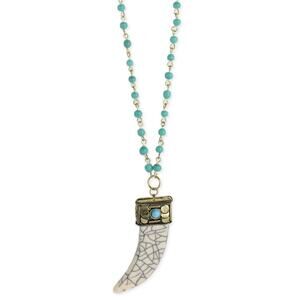 ZAD Turquoise Bead White Stone Look Horn Pendant NEW